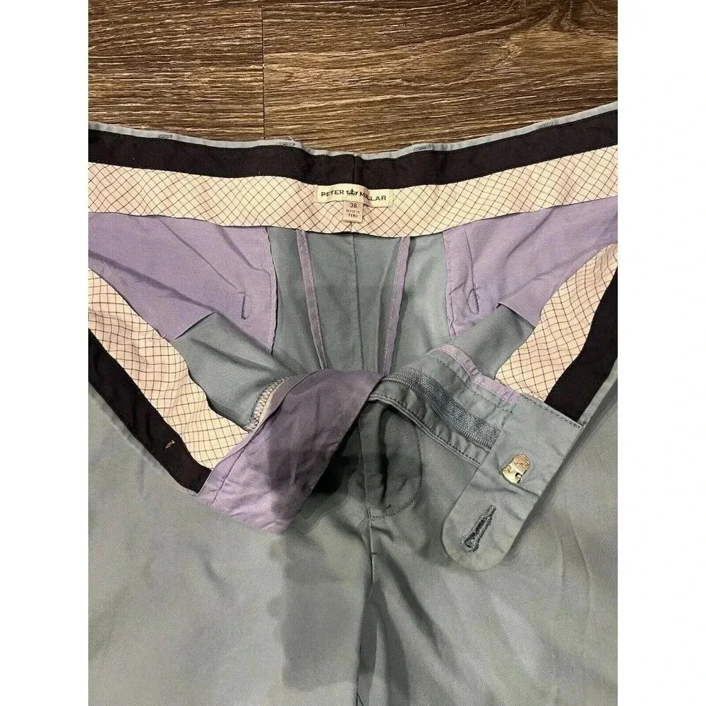 Peter Millar Flat Front Chino Shorts Golf Mens Size 38 Sky Blue Pima Cotton - Picture 4 of 7